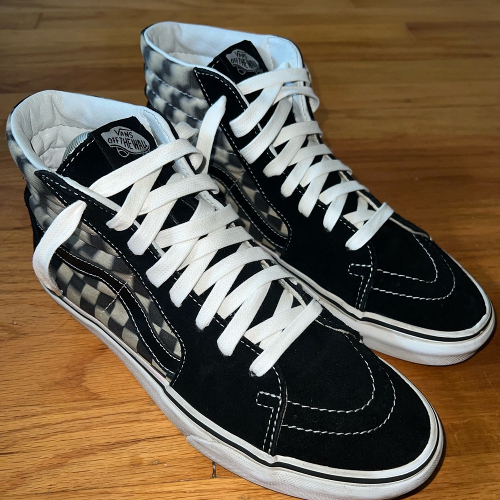 Vans Sk8-Hi Blur Checkerboard Black/White High Top Sneakers Mens Sz 8/ Wmns 9.5 - Picture 7 of 11